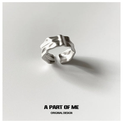 A PART OF ME Orchid Texture Punk Ring in Silver with a Unique Wavy Design