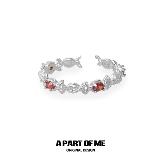 Elegant silver ring with red candy ring stones, perfect for stylish accessories.