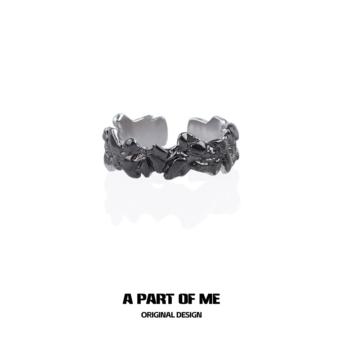 A PART OF ME Rock Band Ring for Men in Silver Tone with Intricate Skull Design