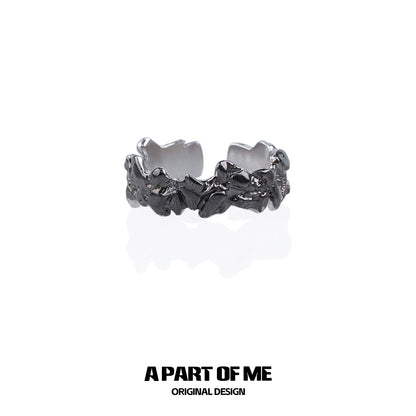 A PART OF ME rock band ring for men designed with a unique skull pattern in dark finish