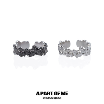 A PART OF ME rock band ring for men in silver and black finishes for stylish music lovers