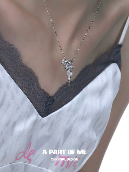 Delicate A PART OF ME sea whisper agate necklace with shimmering silver accents, perfect for layering