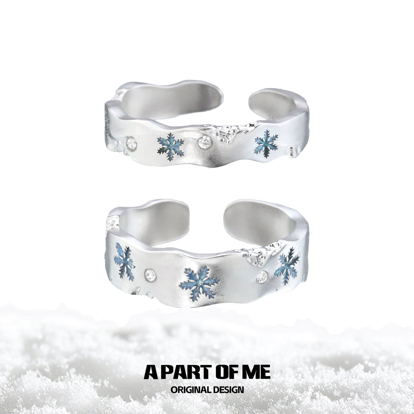 Silver snowflake love ring with blue accents and sparkling details from A PART OF ME