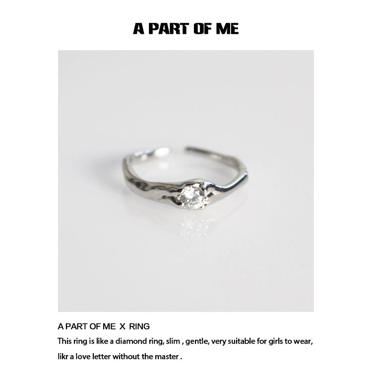 A Part of Me starry dream romantic ring in silver featuring a slim design and a sparkling diamond