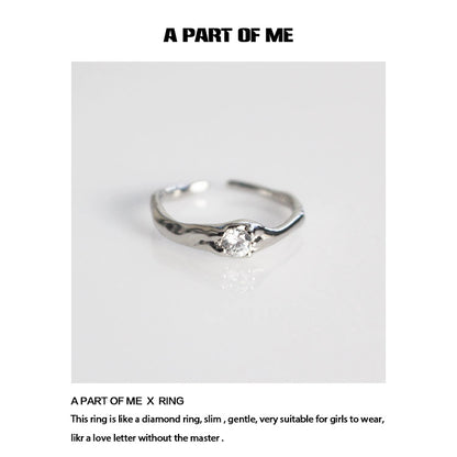 A Part of Me starry dream romantic ring in silver featuring a slim design and a sparkling diamond