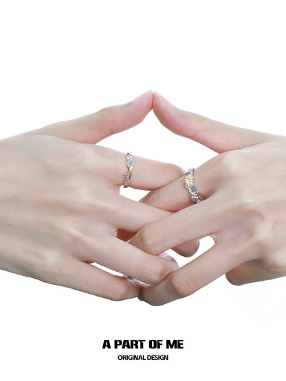 Sun and moon couple rings designed by A PART OF ME, featuring intertwined styles for romantic couples