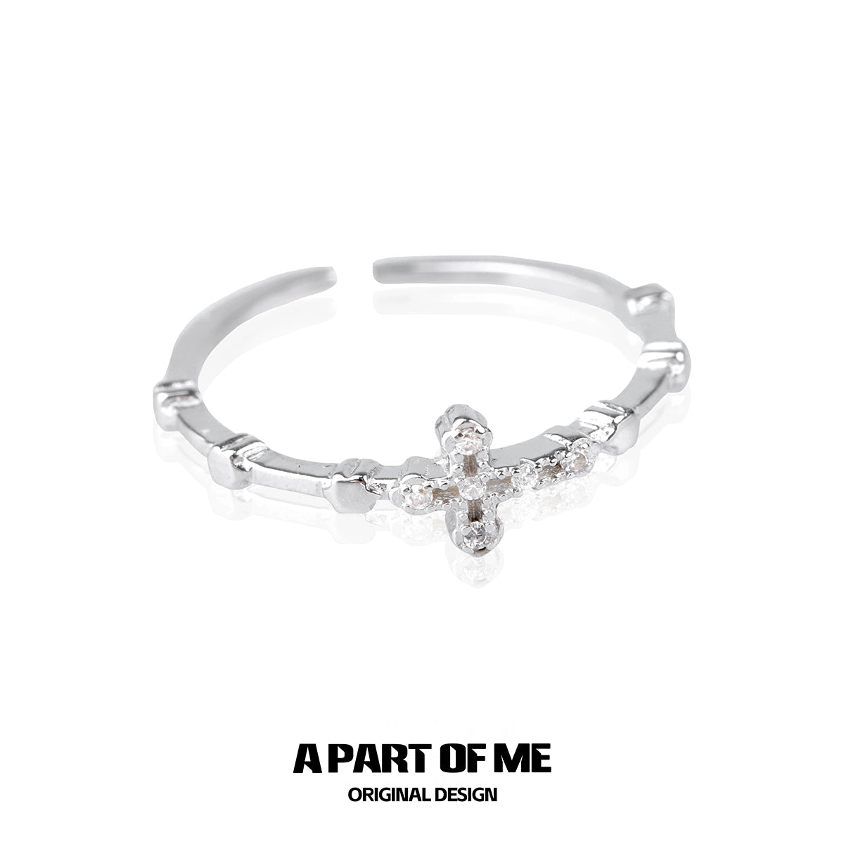Textured cross silver ring featuring a delicate design with sparkling accents for a unique look