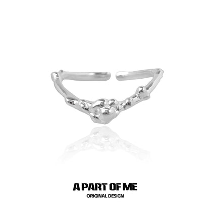 Unique silver textured ring designed by A PART OF ME with an artistic, modern flair