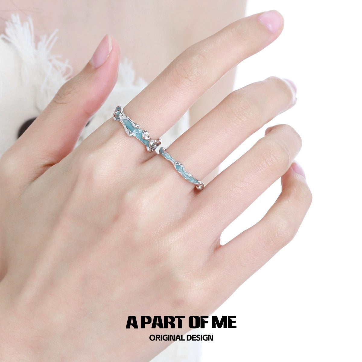 Elegant A PART OF ME white orchid love ring with a delicate floral design in silver