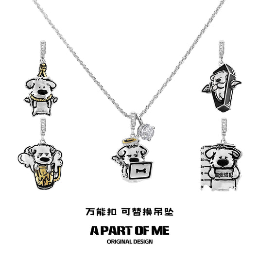 A PART OF ME working puppy necklace featuring cute dog charms with sparkling details