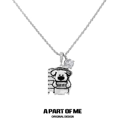 A PART OF ME working puppy necklace with silver chain and cute puppy charm design