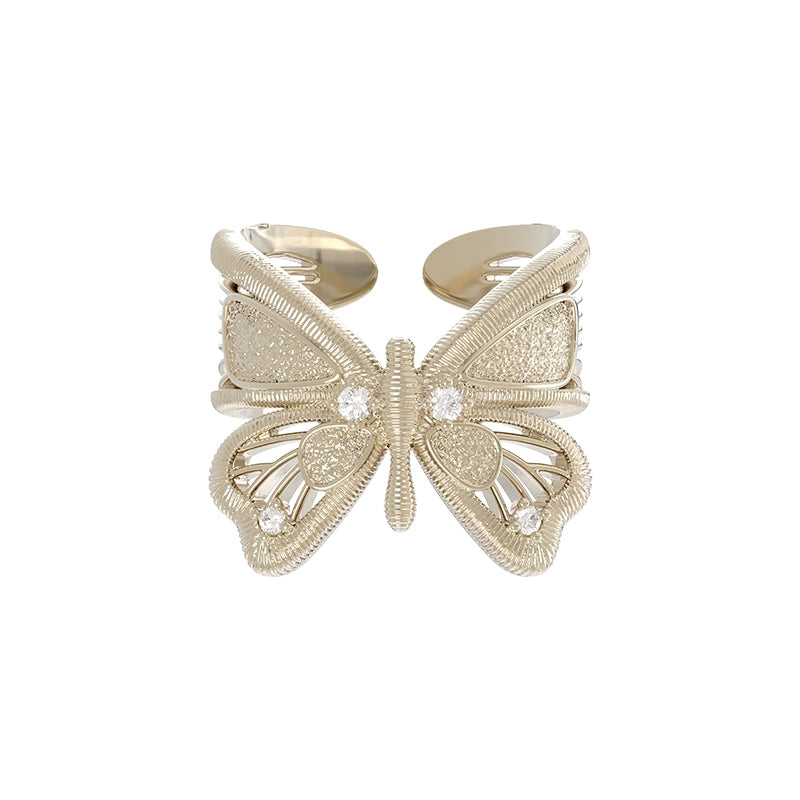 Elegant SUN HUNTER angel butterfly ring with detailed design and sparkling accents