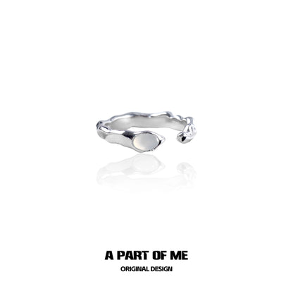 A PART OF ME Agate Silver Ring with Unique Twisted Design for Elegant Style