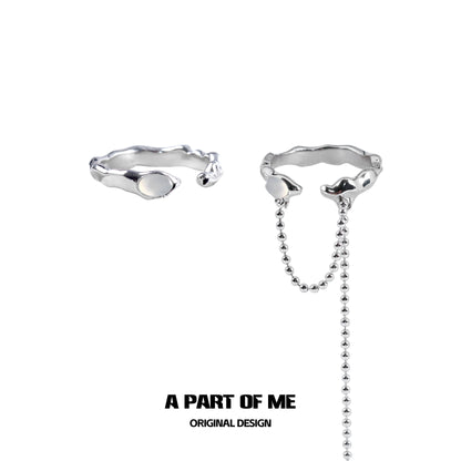 A PART OF ME Agate Silver Ring with Unique Design and Chain Detail for Elegant Style
