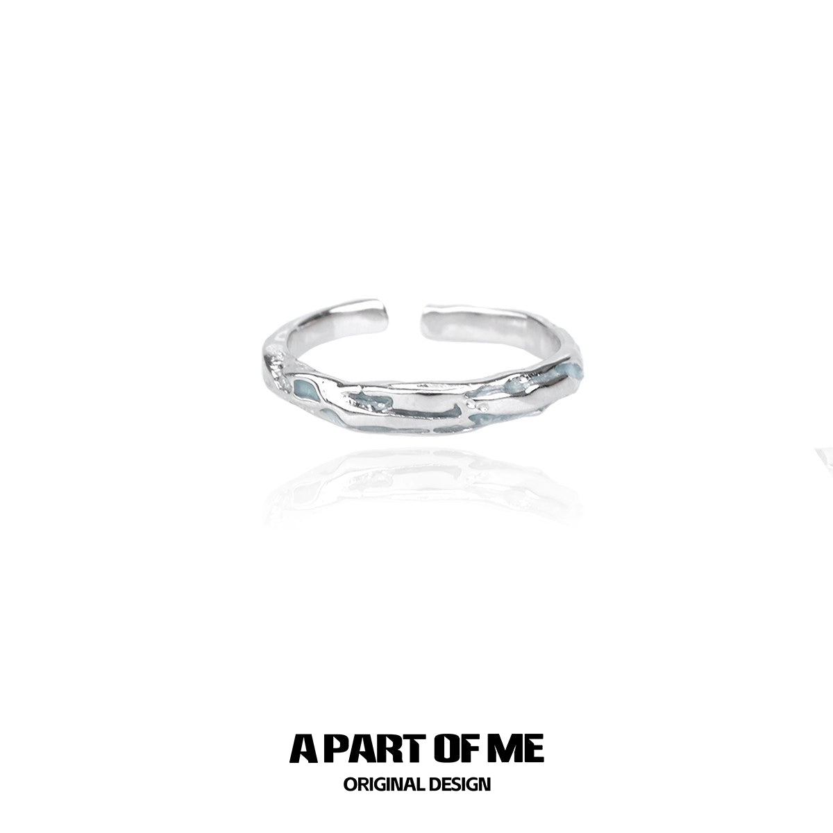 A PART OF ME blue slim statement ring with a unique textured design for stylish everyday wear