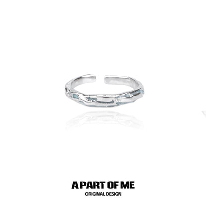 A PART OF ME blue slim statement ring with a unique textured design for stylish everyday wear