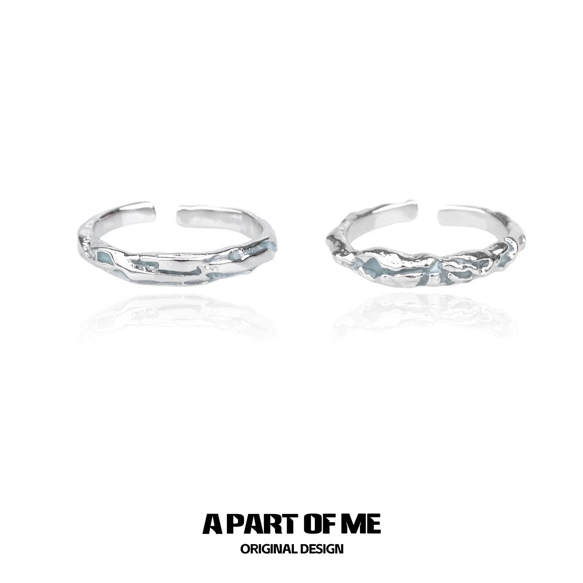 A PART OF ME blue slim statement ring featuring a textured design in silver tone