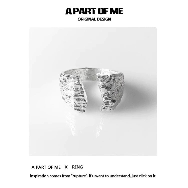 Cliff Crack Silver Ring by A PART OF ME with a unique textured design inspired by rupture