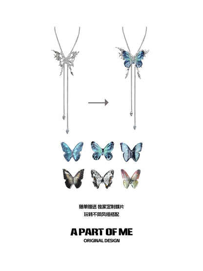 A PART OF ME colored butterfly necklace featuring multiple colorful butterfly designs and a stylish pendant