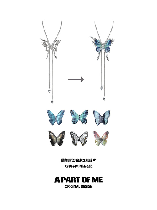 A PART OF ME colored butterfly necklace featuring multiple colorful butterfly designs and a stylish pendant