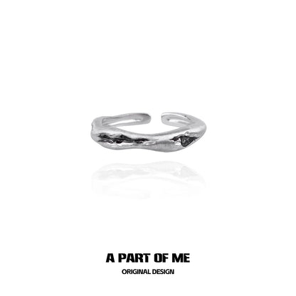 Unique sterling silver geometric couple rings with an organic texture for modern couples