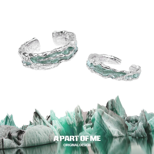 A PART OF ME mint silver ring with textured design and unique shape, perfect for stylish accessories.