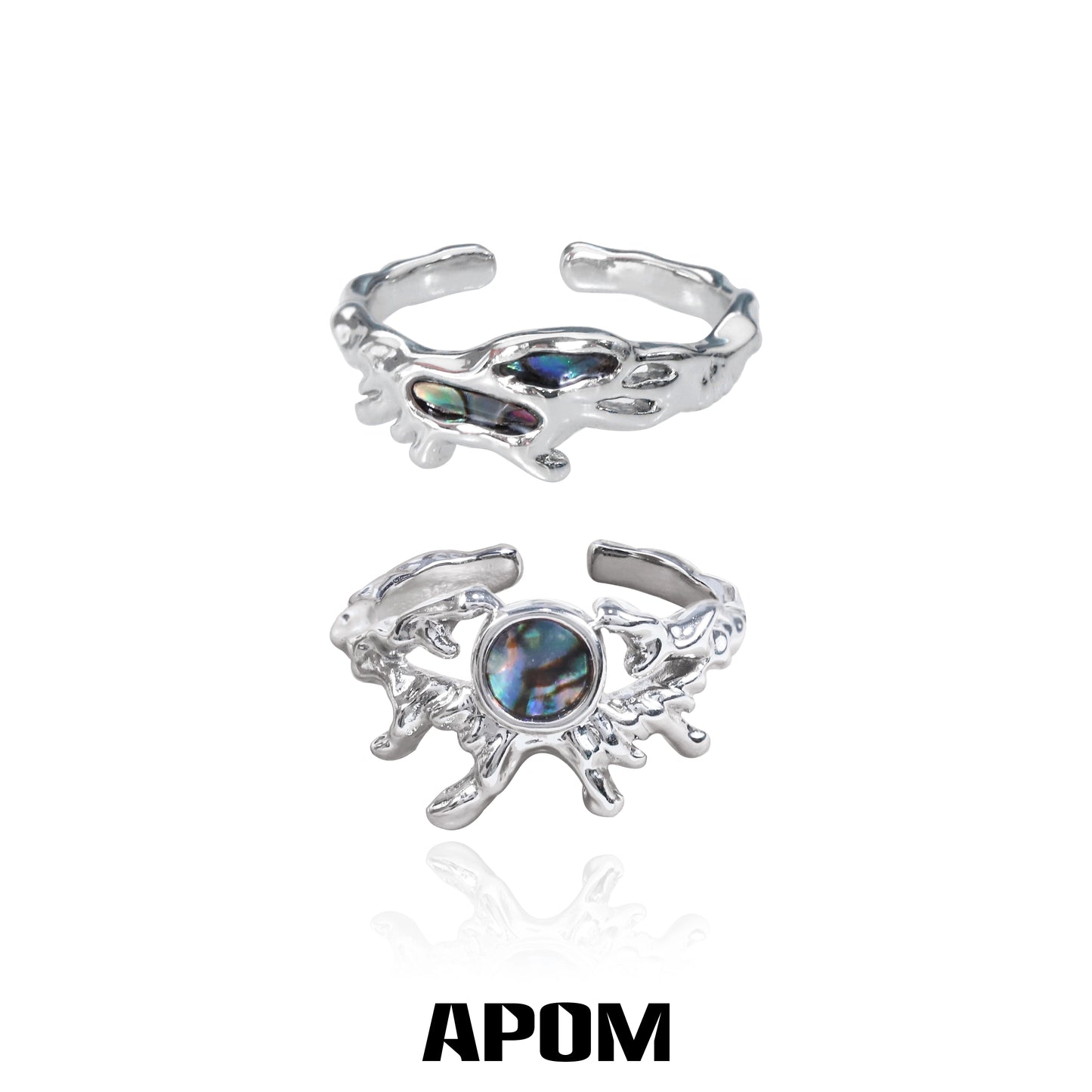 A PART OF ME Silver Deep Sea Jellyfish Ring featuring a colorful iridescent gemstone