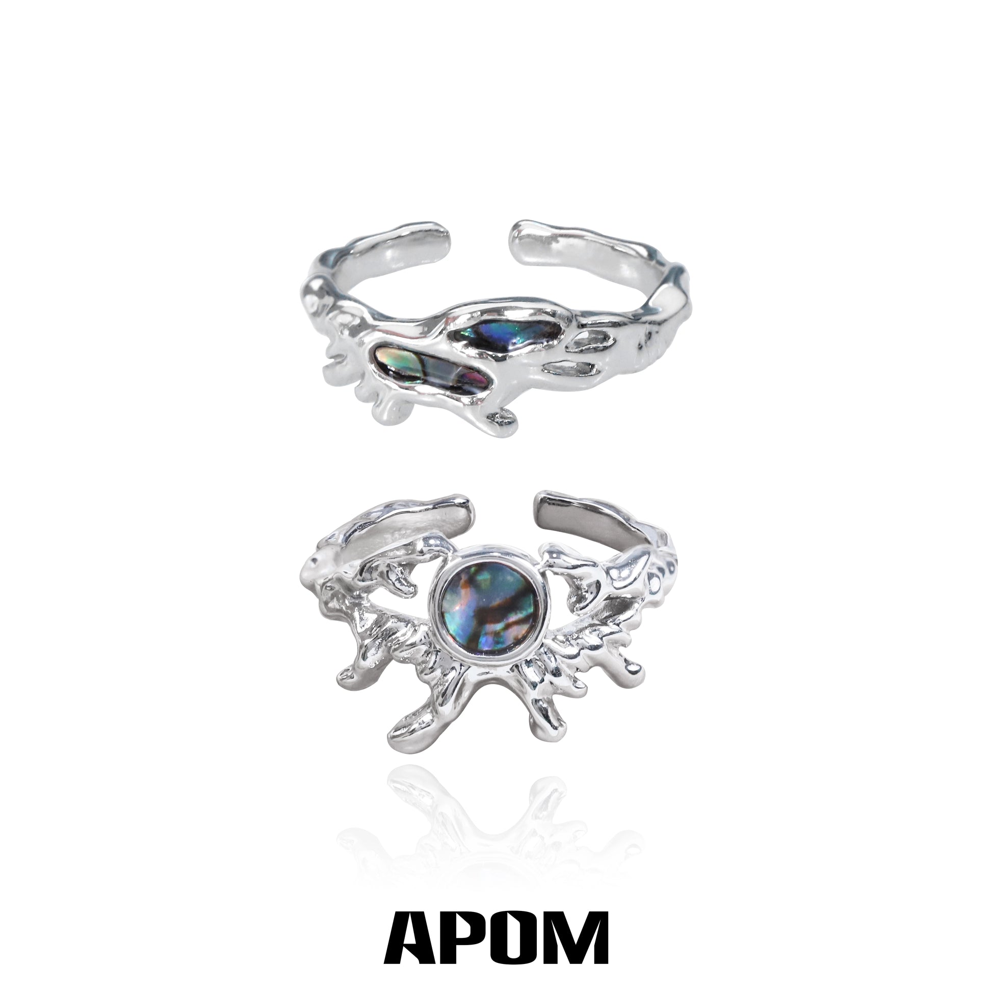 A PART OF ME Silver Deep Sea Jellyfish Ring featuring a colorful iridescent gemstone