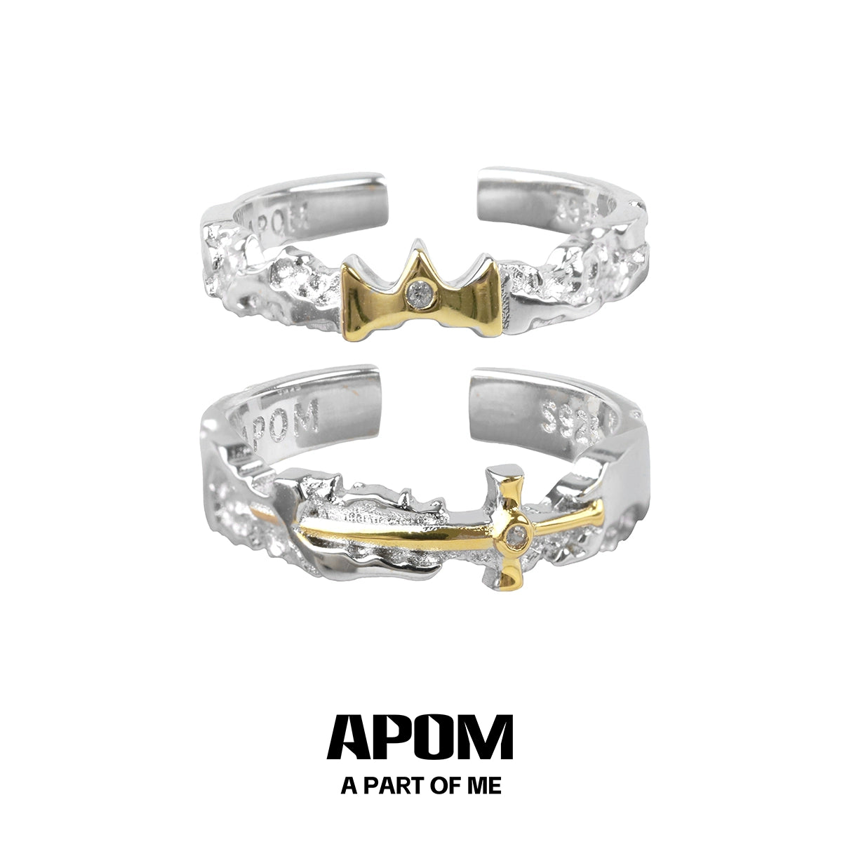Eternal Knight Princess ring featuring a gold crown and sword design with intricate details