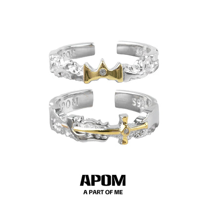 Eternal Knight Princess ring featuring a gold crown and sword design with intricate details