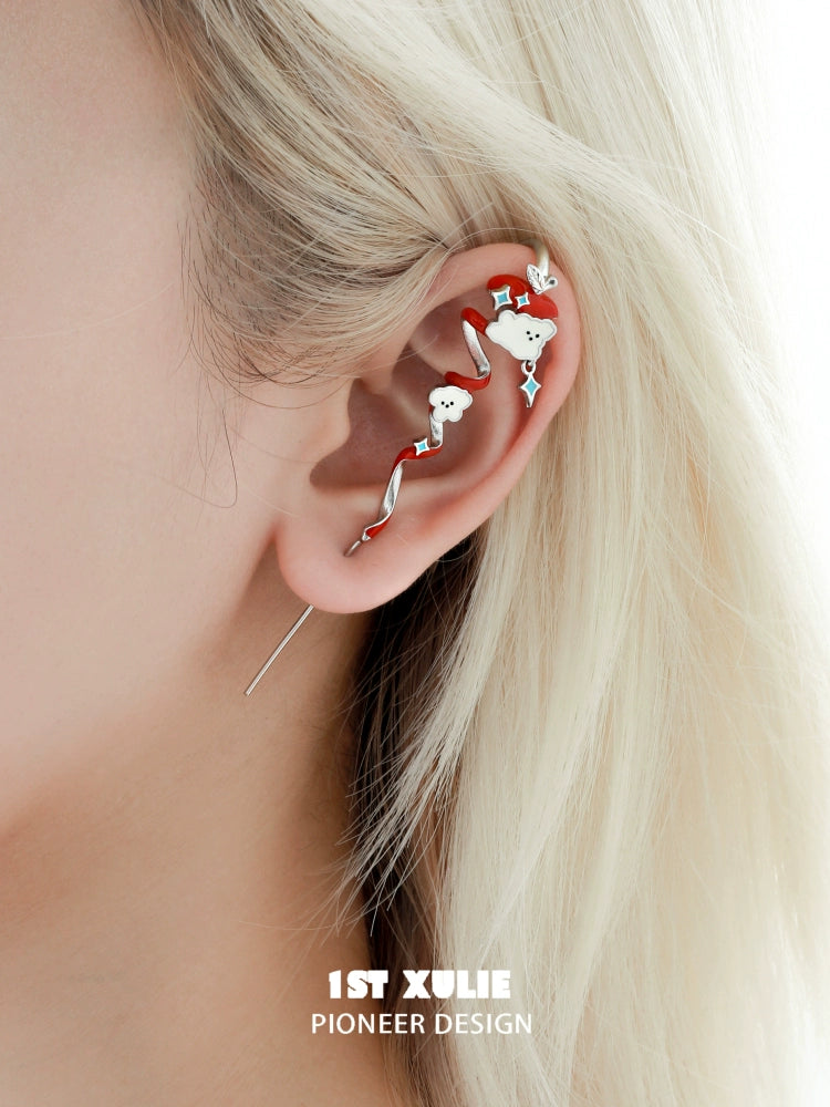 Cute apple cat dog ear piercing jewelry in a vibrant design for unique fashion statements