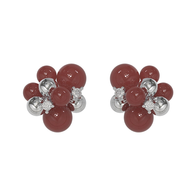 Elegant black agate earrings featuring a unique cluster design with sparkling accents