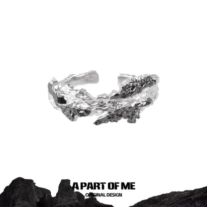 A PART OF ME Silver Textured Ring Designed with a Black Contrast Ring Detail for a Unique Look