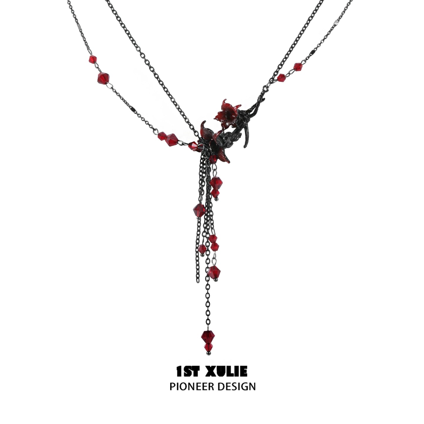 Blood mandala tassel necklace with intricate design and elegant red accents for a stylish look