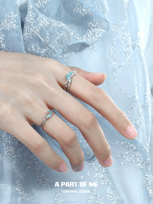 Stylish blue fishtail couple rings from A PART OF ME designed for romantic moments