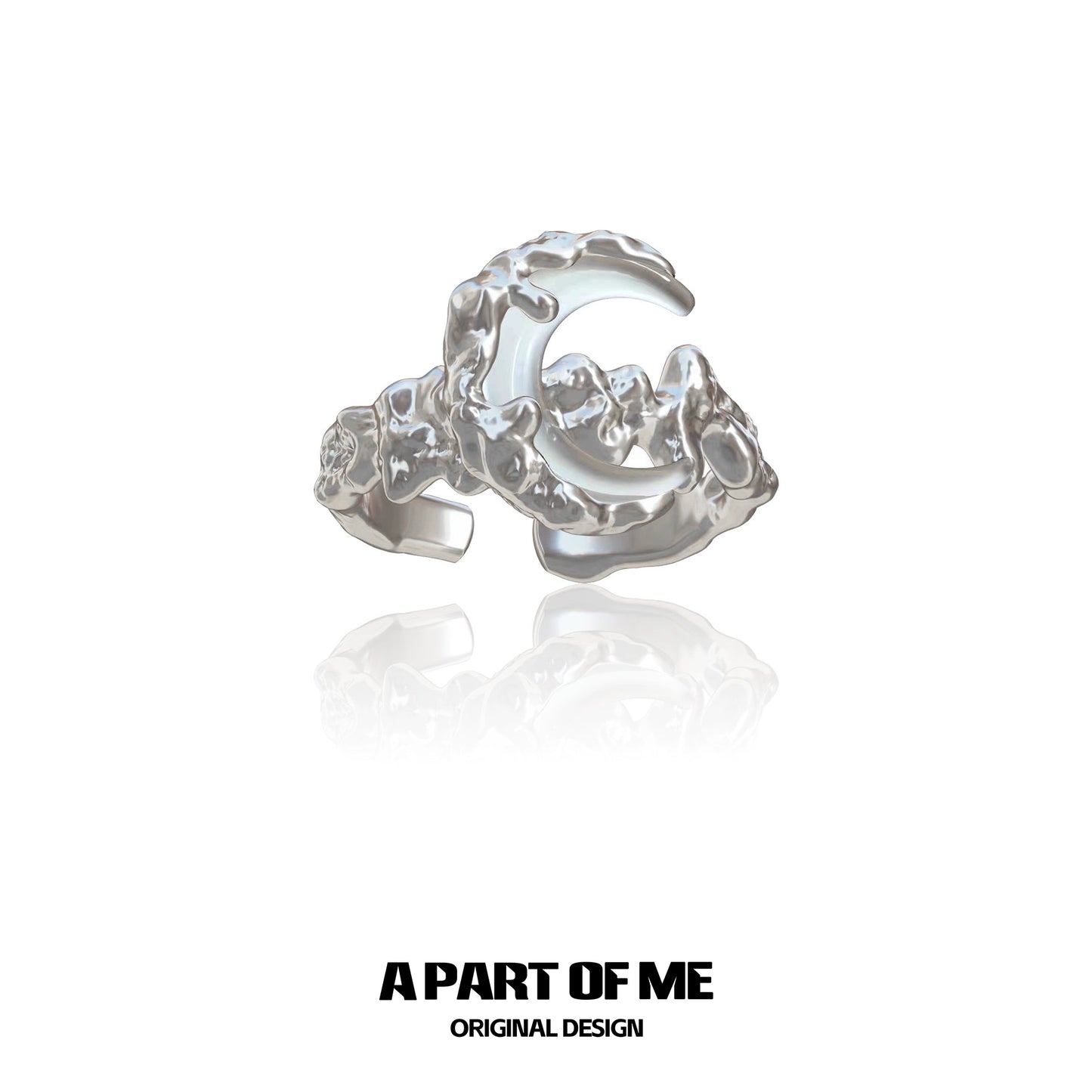 Bone orchid moon ring from A PART OF ME featuring a unique organic design in silver