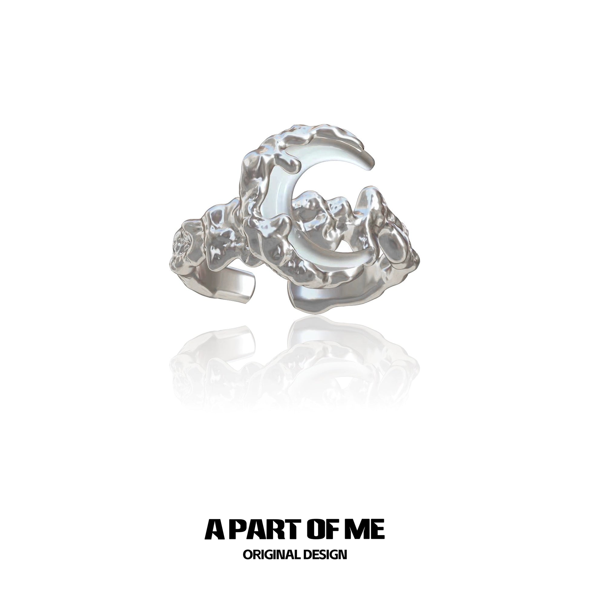 Bone orchid moon ring from A PART OF ME featuring a unique organic design in silver