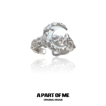 Bone orchid moon ring from A PART OF ME featuring a unique organic design in silver