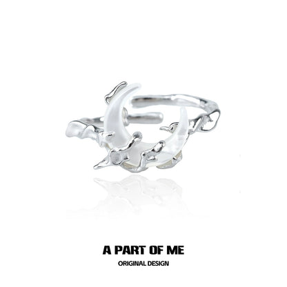 Bone orchid moon ring by A PART OF ME featuring a unique and elegant design in silver