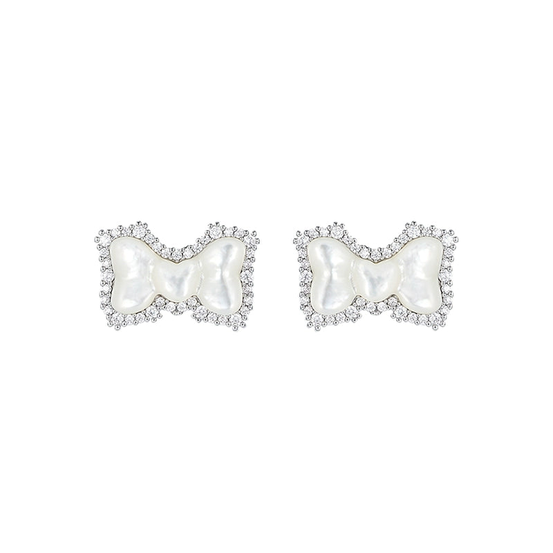 SUN HUNTER bow pearl earrings adorned with sparkling crystals for a stylish and elegant look