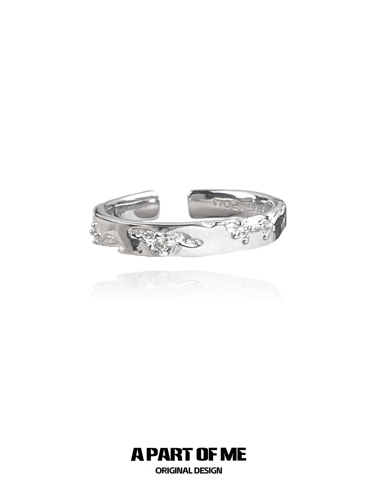 A PART OF ME broken silver ring with a unique textured design for stylish, modern accessorizing
