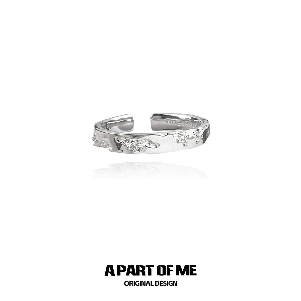 Unique A PART OF ME broken silver ring with an artistic design for modern jewelry lovers