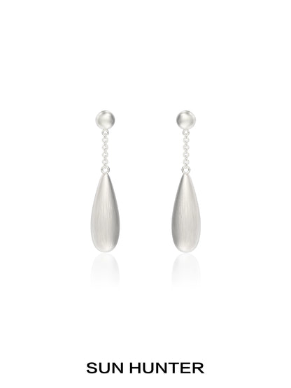 Elegant SUN HUNTER brushed teardrop earrings with silver finishes and classic design