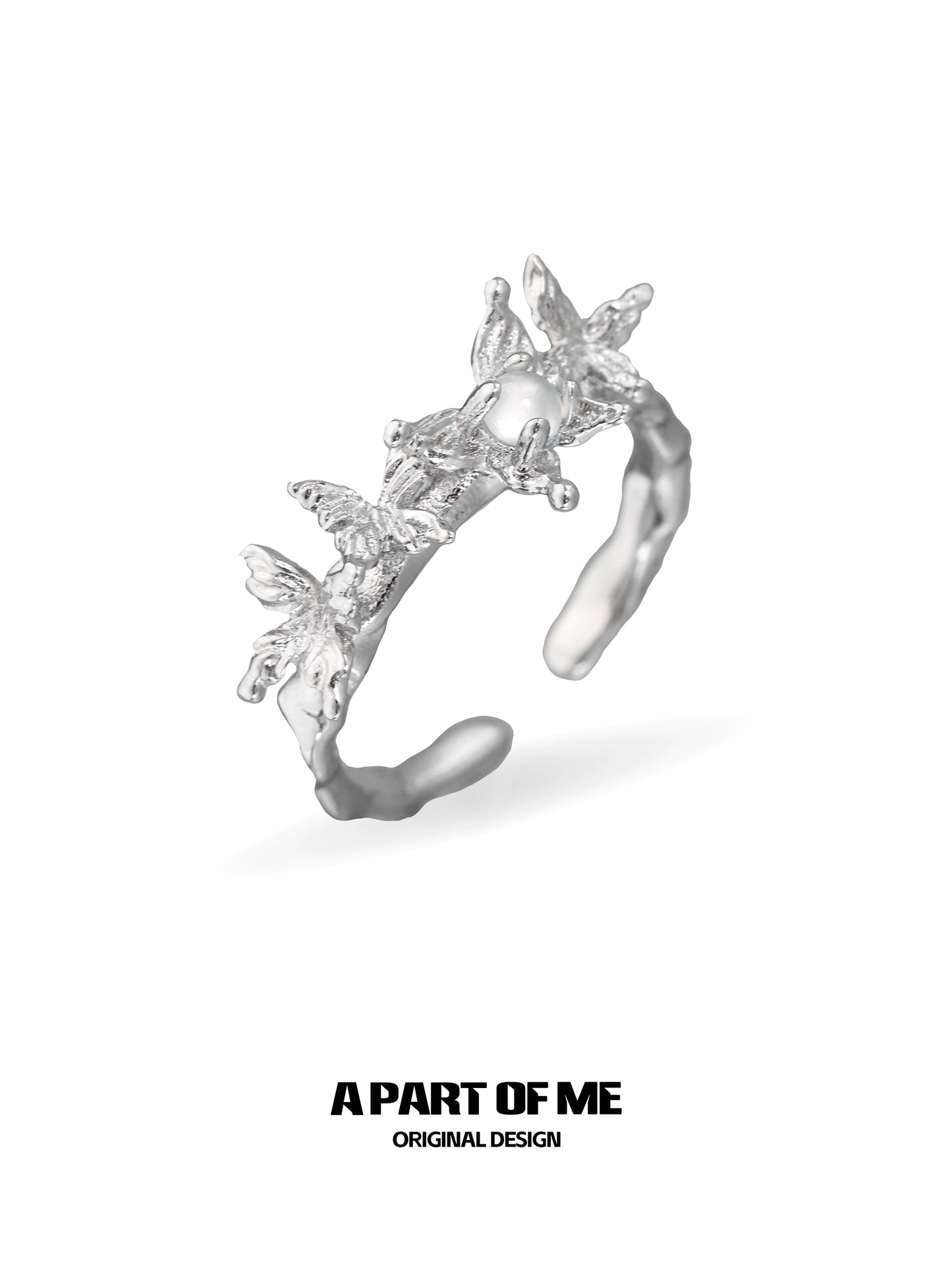 Butterfly agate ring with intricate butterfly designs and a polished finish from A PART OF ME