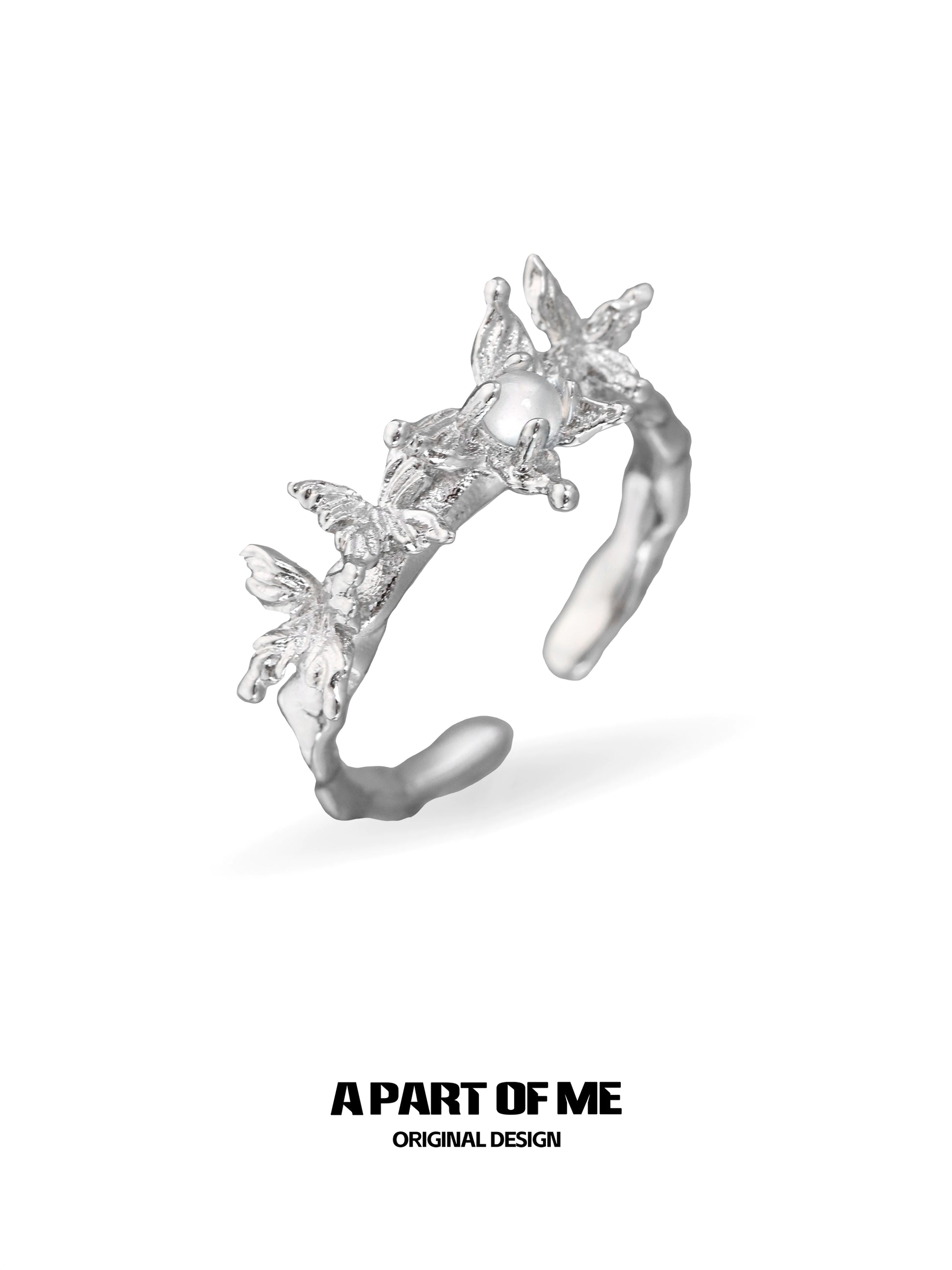 Butterfly agate ring with intricate butterfly designs and a polished finish from A PART OF ME