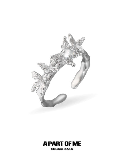 Butterfly agate ring with intricate butterfly designs and a polished finish from A PART OF ME