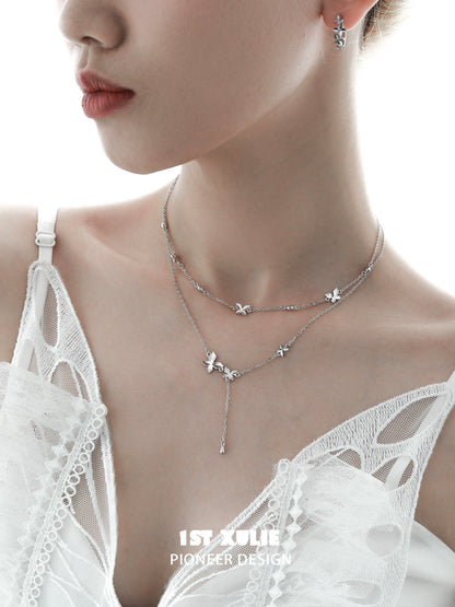 Elegant butterfly silver necklace featuring delicate butterfly charms for a trendy look
