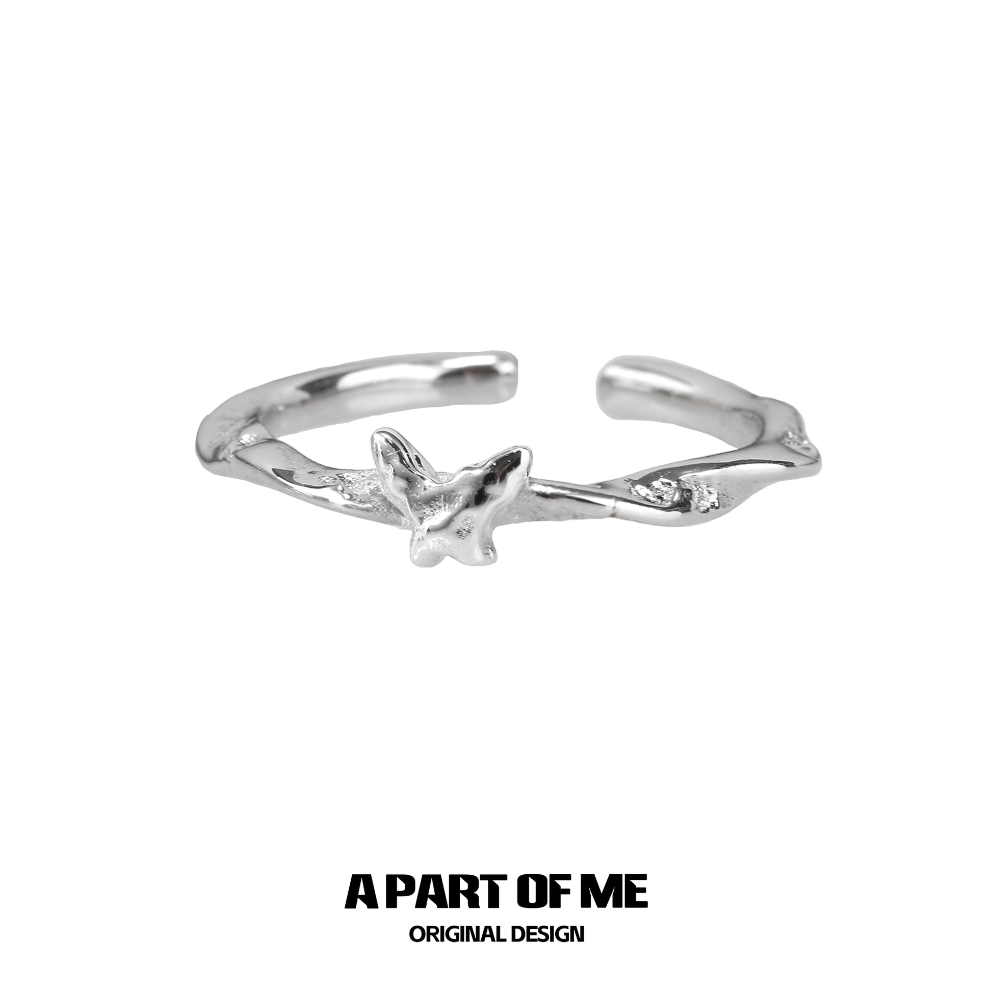 A Part of Me Butterfly Silver Ring with a Unique Twisted Design for Elegant Style