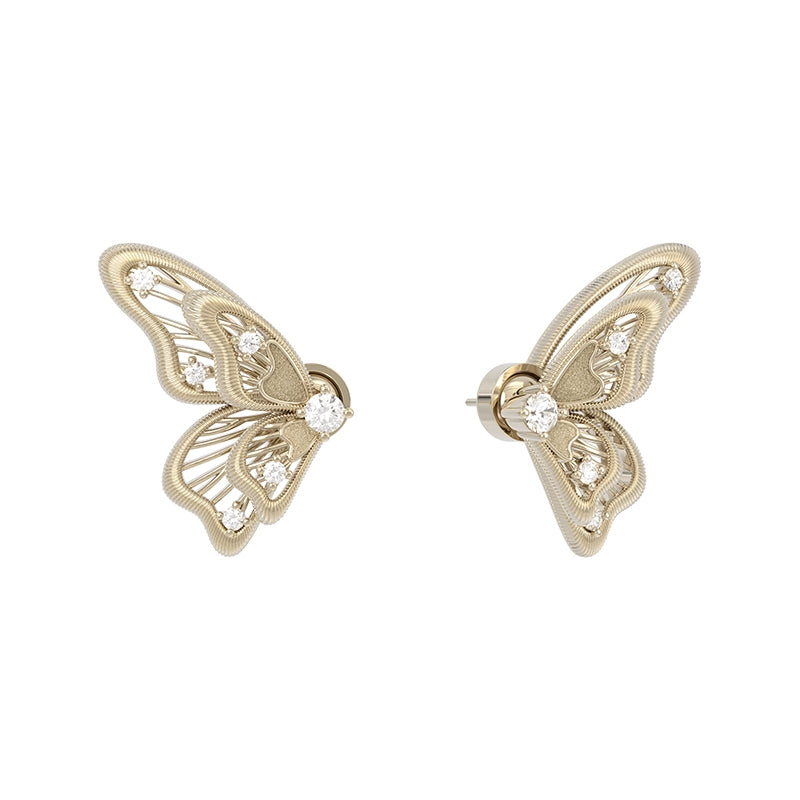 SUN HUNTER butterfly wing earrings with intricate design and sparkling accents