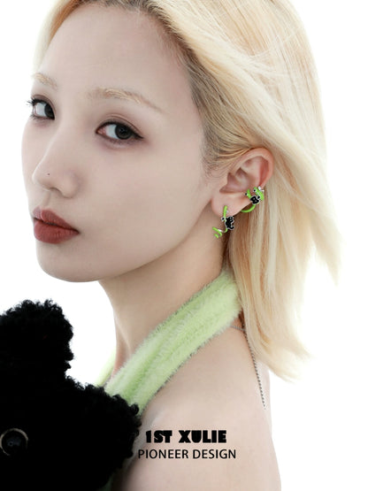 Unique cat and dog earrings by 1ST XULIE featuring colorful designs for playful style